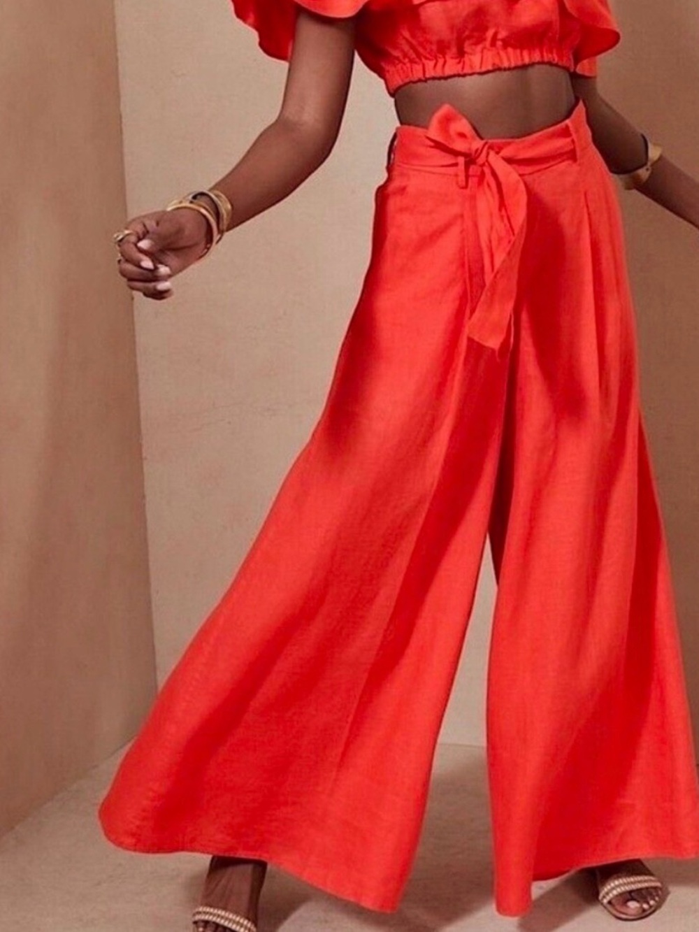 Perfect for summer Banana Republic black linen crop top and palazzo pant set - Picture 2 of 7